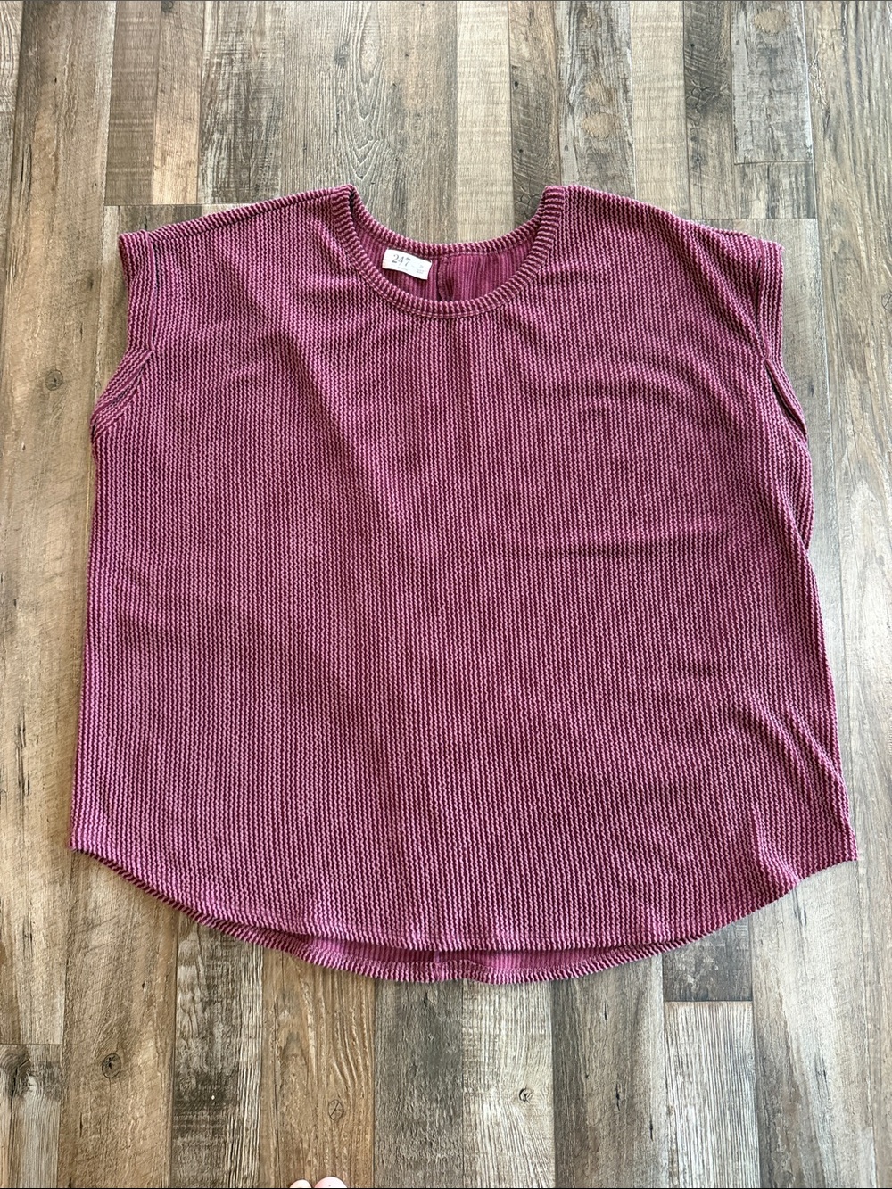 24/7 Boxy Sleeveless Knit Top - Dark Berry Pink Sz 2x